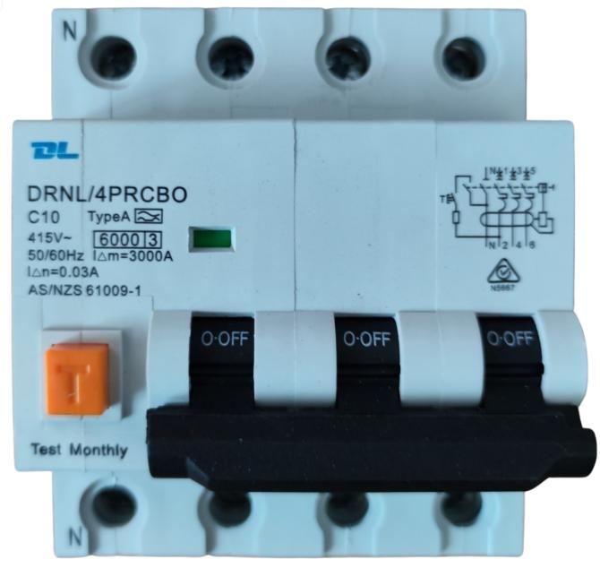 3 Pole (4 Module) Din Rail Mount RCBOs