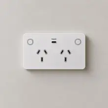 Double Power Point 10A Smart Zigbee Touch Glass With with USB-C Charger - OFF WHITE - HIGHLINE - SGPO2USBCTZ-WHITE