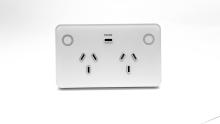 Double Power Point 10A Smart Zigbee Touch Glass With with USB-C Charger  - OFF WHITE - HIGHLINE -  SGPO2USBCTZ-WHITE