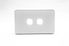 2 Gang Grid &amp; Plate Only Tempered Glass Off White - HIGHLINE SWS2TZ/WH/CP