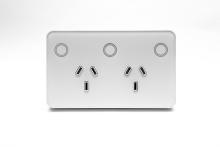 Double Power Point 10A Smart Zigbee Touch Glass With with Extra Switch - Off White - HIGHLINE SGPO2XTZ-WHITE