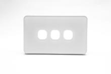 3 Gang Grid &amp; Plate Only Tempered Glass Off White - HIGHLINE SWS3TZ/WH/CP
