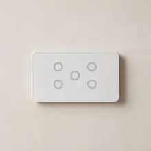 5 Gang Smart Zigbee Touch Glass Wall Switch Off White - HIGHLINE SWS5TZ-WHITE