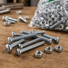 5/32x2" Round Metal Thread Screws with 5/32 Hex Nuts - 100 PACK - 25HZR0450+2604