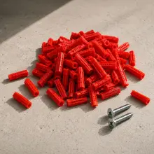 6mm x 38mm RED Wall Plugs x 200 QTY PACK - Highline RP638-200