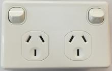Highline DOUBLE POLE - Double Power Point 10 Amp - White - SGPO2-DP