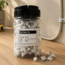 1mm &amp; 1.5mm Twin &amp; Earth Flat Plastic Cable Clips 500 QTY Jar - White