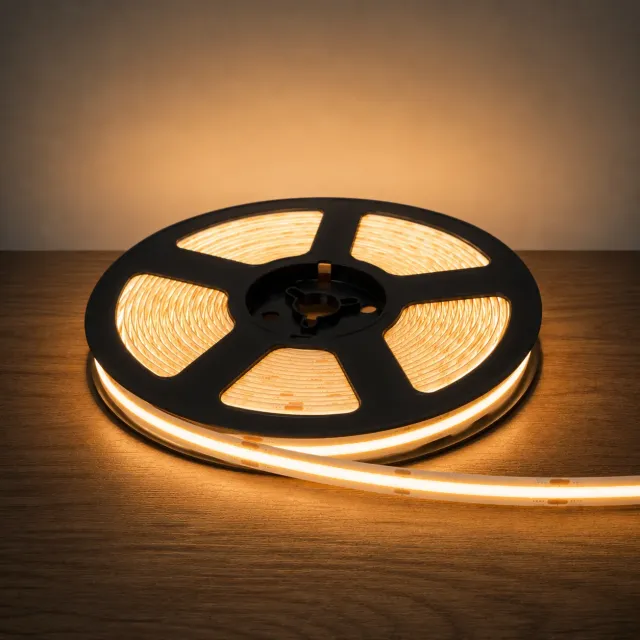 24v DC 12w Per Metre 2835 COB CHIP LED STRIP 3000K WARM WHITE (Non Weatherproof) - 5m Roll