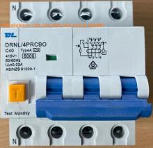 40AMP - 3 POLE +N RCBO 30mA C Curve - 6kA 500V - DL RCBO4P40 - 3 PHASE 4P RCBO