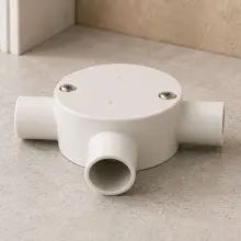 20mm Three Way Shallow Junction Box Grey