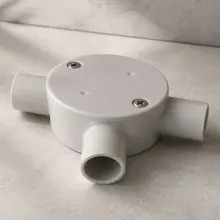 25mm Three Way Shallow Junction Box Grey
