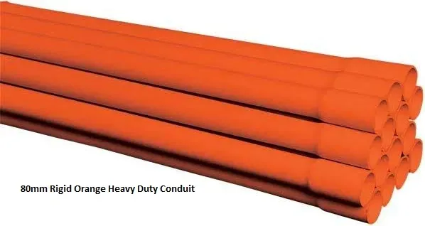 80mm Rigid Orange Heavy Duty Conduit 4 Metre Length