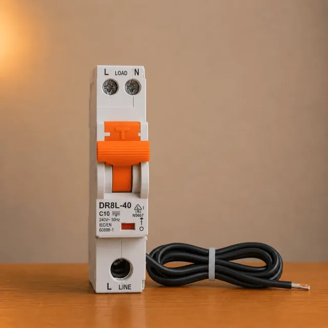 10mA MEDICAL RCBO  - DL 1 Pole 10amp 6kA RCBO with Tail - Fit NHP Concept One Panelboards