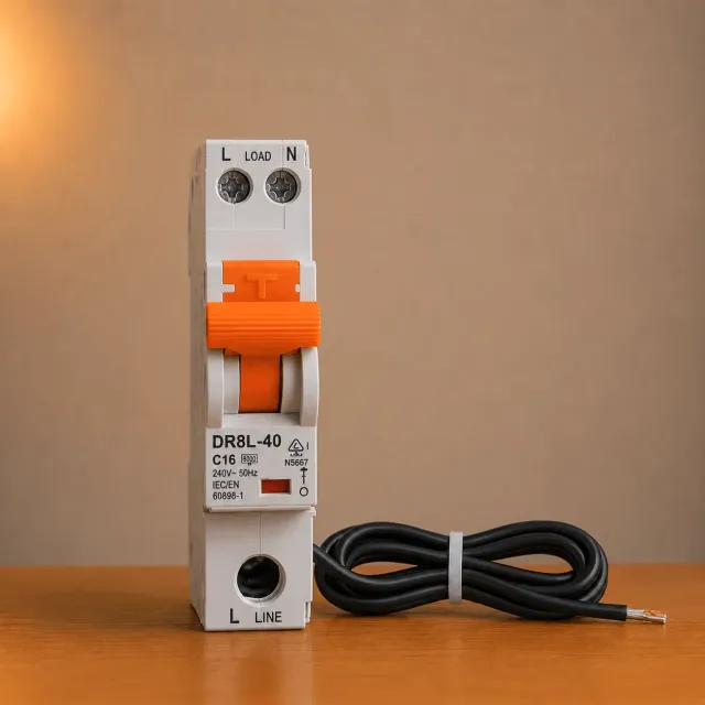 10mA MEDICAL RCBO  - DL 1 Pole 16amp 6kA RCBO with Tail - Fit NHP Concept One Panelboards
