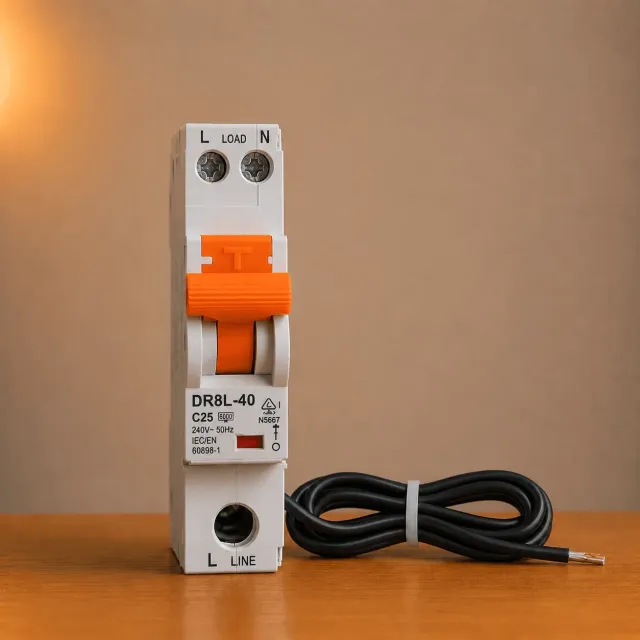 DL 1 Pole 25amp 6kA RCBO with Tail - Fit NHP Concept One Panelboards - RCBO625TAIL