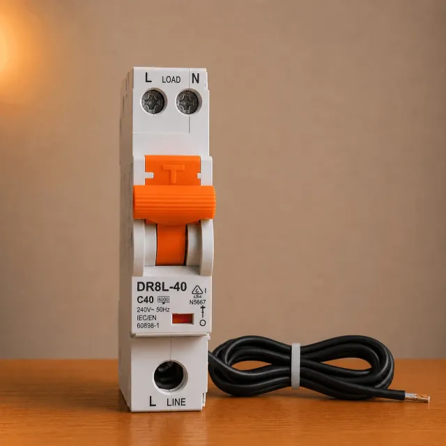 10mA MEDICAL RCBO  - DL 1 Pole 40amp 6kA RCBO with Tail - Fit NHP Concept One Panelboards
