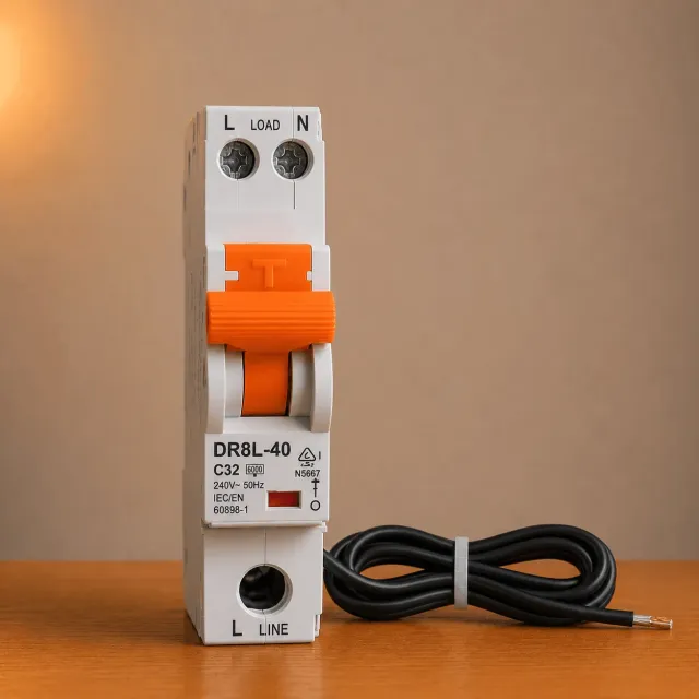 10mA MEDICAL RCBO  - DL 1 Pole 32amp 6kA RCBO with Tail - Fit NHP Concept One Panelboards