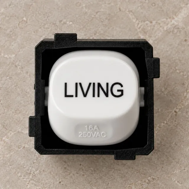 Highline 16 Amp Mech Labelled "LIVING" - S16A-LIVING White