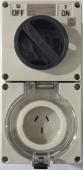 Highline 3 Pin 10amp FLAT Surface Switched Socket Combination IP66 - Single Phase - Impact And Chemical Resistant