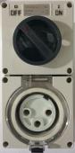 Highline 3 Pin 32amp ROUND Surface Switched Socket Combination IP66 - Single Phase - Impact And Chemical Resistant