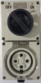Highline 4 Pin 40amp Round Surface Switched Socket Combination IP66 - Three Phase - Impact And Chemical Resistant
