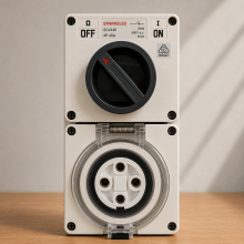 Highline 4 Pin 40amp Round Surface Switched Socket Combination IP66 - Three Phase - Impact And Chemical Resistant