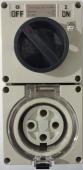 Highline 4 Pin 50amp Round Surface Switched Socket Combination IP66 - Three Phase - Impact And Chemical Resistant