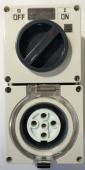 Highline 5 Pin 10amp Round Surface Switched Socket Combination IP66 - Three Phase - Impact And Chemical Resistant