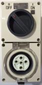 Highline 5 Pin 20amp Round Surface Switched Socket Combination IP66 - Three Phase - Impact And Chemical Resistant