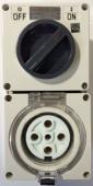 Highline 5 Pin 32amp Round Surface Switched Socket Combination IP66 - Three Phase - Impact And Chemical Resistant