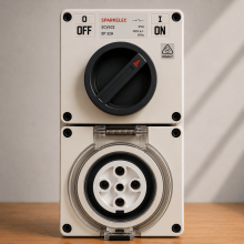 Highline 5 Pin 32amp Round Surface Switched Socket Combination IP66 - Three Phase - Impact And Chemical Resistant