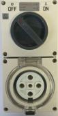Highline 5 Pin 40amp Round Surface Switched Socket Combination IP66 - Three Phase - Impact And Chemical Resistant
