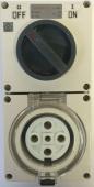 Highline 5 Pin 50amp Round Surface Switched Socket Combination IP66 - Three Phase - Impact And Chemical Resistant