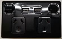 Highline Double Power Point 10 Amp WITH 3.1AMP MAX TWIN USB CHARGER White - SGPO2USB-BLACK
