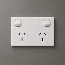 Highline DOUBLE POLE - Double Power Point 10 Amp - White - SGPO2-DP