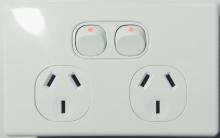 Highline Double Power Point 10 Amp Slimline - White - SGPO2S