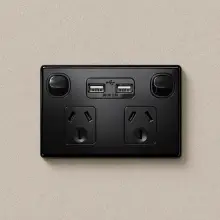 Highline Double Power Point 10 Amp WITH 3.1AMP MAX TWIN USB CHARGER White - SGPO2USB-BLACK