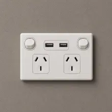 Highline Double Power Point 10 Amp WITH 3.1AMP MAX TWIN USB CHARGER White - SGPO2USB