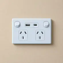 Highline Double Power Point 10 Amp WITH 3.1AMP MAX TWIN USB A+C CHARGER White - SGPO2USBAC-WHITE