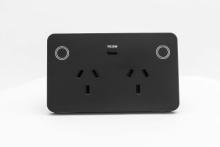 Double Power Point 10A Smart Zigbee Touch Glass With with USB-C Charger  - BLACK - HIGHLINE -  SGPO2USBCTZ-BLACK