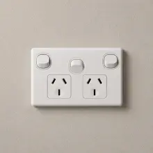 Highline Double Power Point With Extra Switch 15 Amp - White - SGPO2X/15