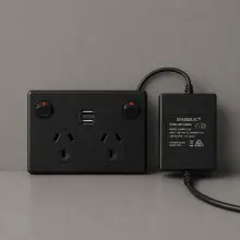 Highline Double Power Point 10 Amp WITH TWIN USB A+C Fast CHARGER - BLACK- SGPO2X+SUSB-BLACK
