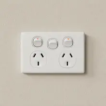 Highline Double Power Point With Extra Switch 10 Amp SLIMLINE - White - SGPO2XS