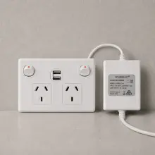 Highline Double Power Point 10 Amp WITH TWIN USB A+C Fast CHARGER - WHITE - SGPO2X+SUSB-WHITE