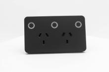Double Power Point 10A Smart Zigbee Touch Glass With with Extra Switch - BLACK- HIGHLINE SGPO2XTZ-BLACK