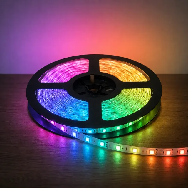 12v DC RGB 7.2w Per Metre 5050SMD FLEXIBLE LED STRIP - 5m Roll (*IP65 WEATHERPROOF*)