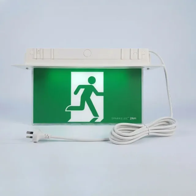 HIGHLINE RECESSED MOUNT SLIMLINE LED Exit Sign Gen3 LiFEPO4 Lithium Battery - SP2003WH+SP2003ADP