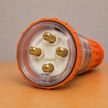 Highline 4 Pin 32amp ROUND Straight Plug IP66 - Three Phase - Impact and Chemical Resistant