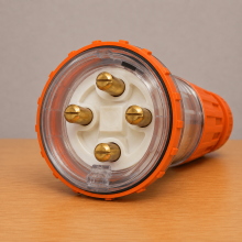 Highline 4 Pin 50amp ROUND Straight Plug IP66 - Three Phase - Impact and Chemical Resistant