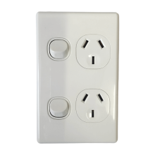 Highline Double Power Point 10 Amp Slimline *VERTICAL* - White - SGPO2SV